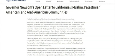 Israel-Hamas war: Governor Gavin Newsom calls for cease-fire in Gaza in open letter to California Muslims and Arabs - ABC7 San Francisco