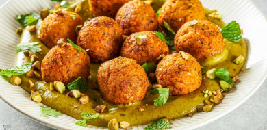 Ramadan recipes: Carrot fritters nestled in delicious pistachio sauce